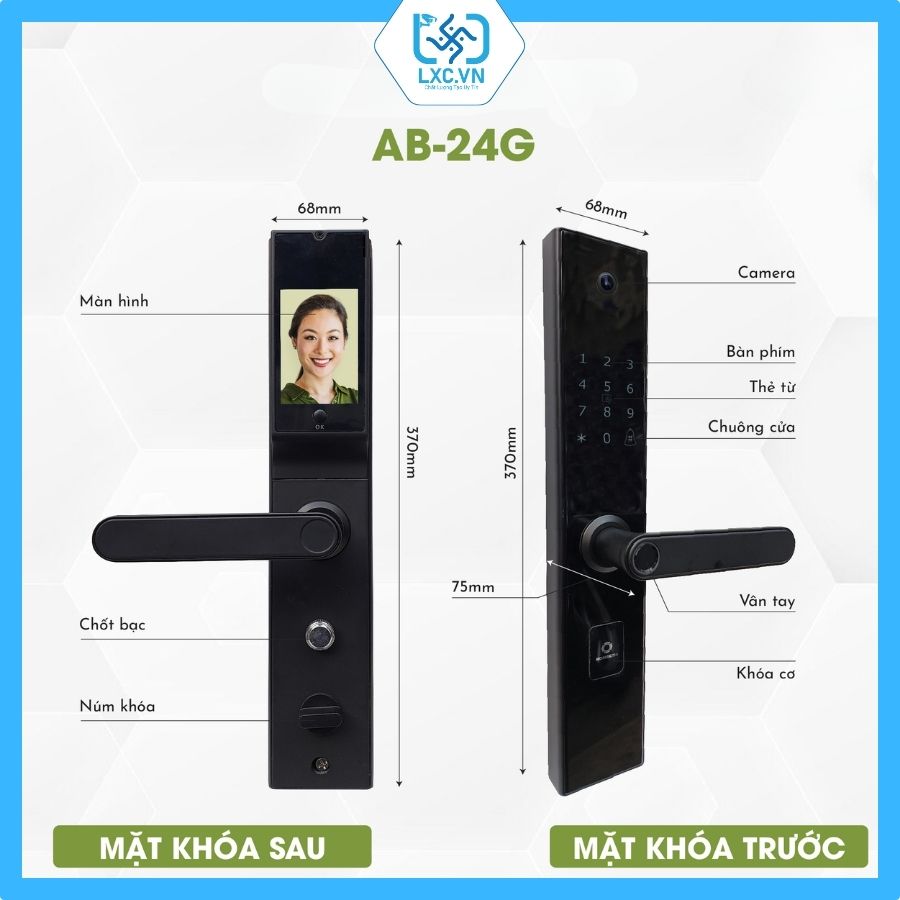 Khoá cửa thông minh có camera 5 tính năng Homekit AB-24G I Chính hãng